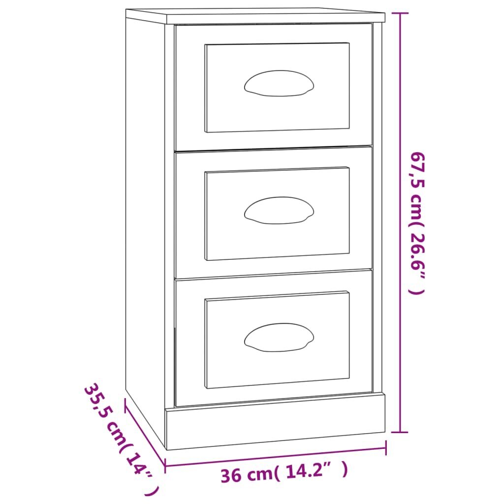 vidaXL puhvetkapp, valge, 36 x 35,5 x 67,5 cm, tehispuit hind ja info | Elutoa väikesed kapid | kaup24.ee