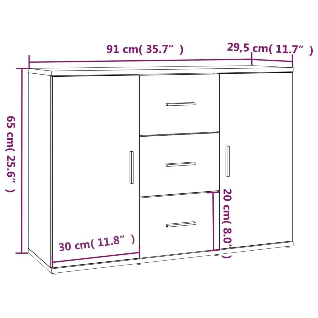 vidaXL puhvetkapp, Sonoma tamm, 91x29,5x65 cm tehispuit hind ja info | Elutoa väikesed kapid | kaup24.ee