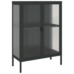 vidaXL puhvetkapp, must, 75 x 35 x 105 cm, klaas ja teras hind ja info | Elutoa väikesed kapid | kaup24.ee