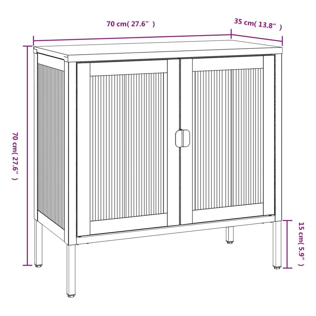 vidaXL puhvetkapp, must, 70 x 35 x 70 cm, klaas ja teras цена и информация | Elutoa väikesed kapid | kaup24.ee