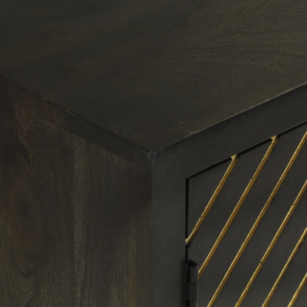vidaXL puhvetkapp 2 uksega, must ja kuldne, 55x30x75 cm, mangopuit hind ja info | Elutoa väikesed kapid | kaup24.ee