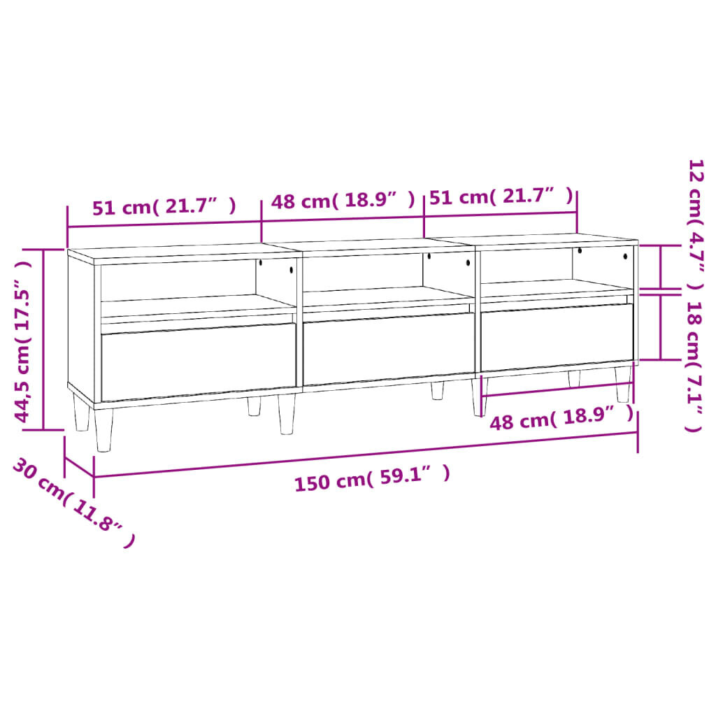 vidaXL telerikapp, betoonhall, 150x30x44,5 cm, tehispuit hind ja info | TV alused | kaup24.ee