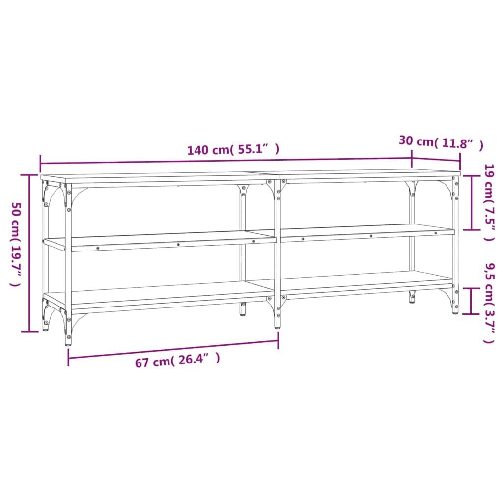 vidaXL telerikapp, hall Sonoma tamm, 140x30x50 cm, tehispuit hind ja info | TV alused | kaup24.ee