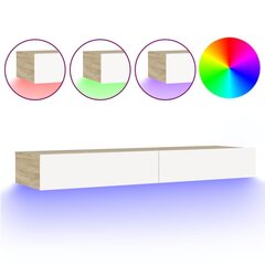 vidaXL telerialus LED-tuledega, valge ja Sonoma tamm, 120x35x15,5 cm цена и информация | Тумбы под телевизор | kaup24.ee