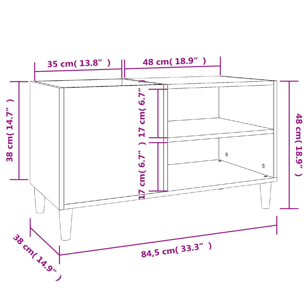 vidaXL plaadikapp, suitsutatud tamm, 84,5 x 38 x 48 cm, tehispuit hind ja info | Elutoa väikesed kapid | kaup24.ee