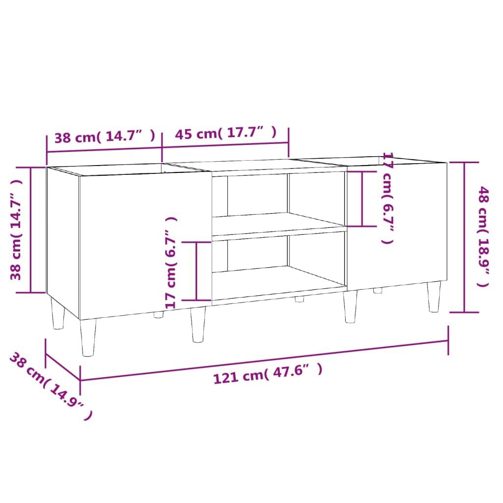 vidaXL plaadikapp, must, 121 x 38 x 48 cm, tehispuit hind ja info | Elutoa väikesed kapid | kaup24.ee