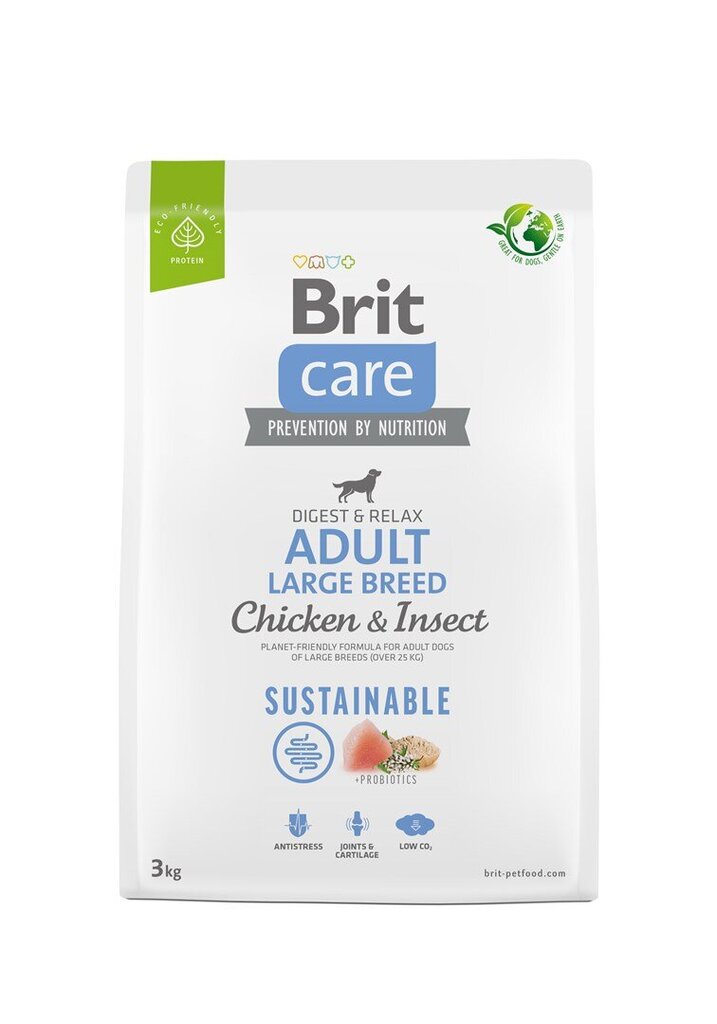 Brit Care Sustainable Adult Large Breed Chicken&Insect koeratoit 3kg цена и информация | Kuivtoit koertele | kaup24.ee