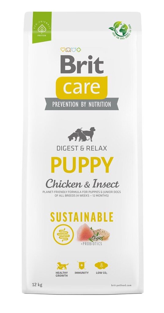 Brit Care Sustainable Puppy Chicken&Insect koeratoit 12kg hind ja info | Kuivtoit koertele | kaup24.ee