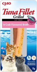 Inaba Grillitud tuunikala krabiga maitsestatud puljongis Krabifilee kasside puljongis, 15 g hind ja info | Maiustused kassidele | kaup24.ee