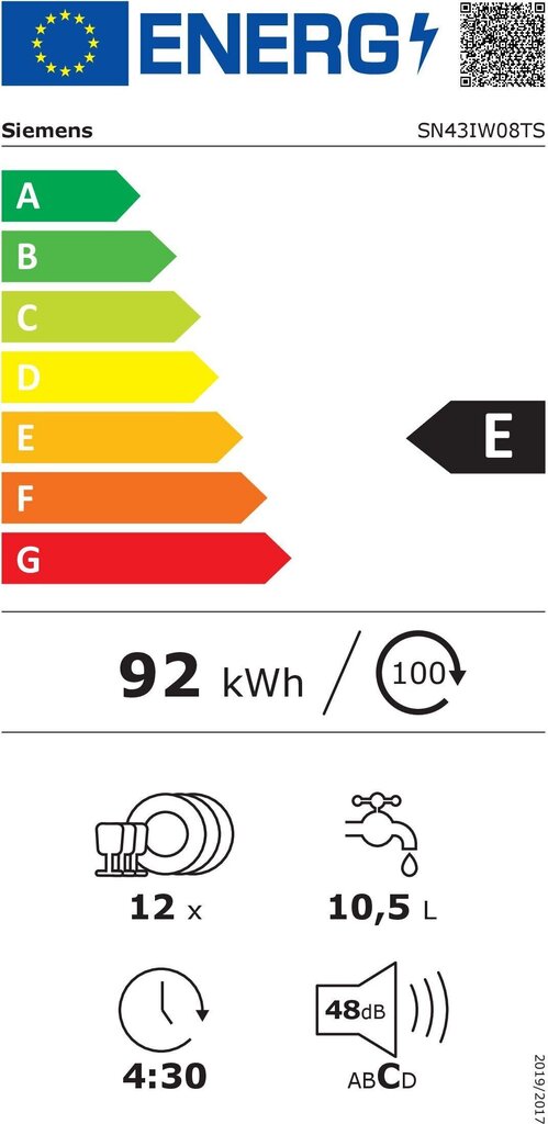 Siemens SN43IW08TS iQ300 цена и информация | Nõudepesumasinad | kaup24.ee