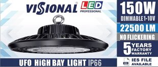 LED UFO 150W PHILIPSi dioodide ja LIFUD draiveriga, 22500lm, 4000K, LED LAO- JA TEHASEVALGUS 150W цена и информация | Монтируемые светильники, светодиодные панели | kaup24.ee