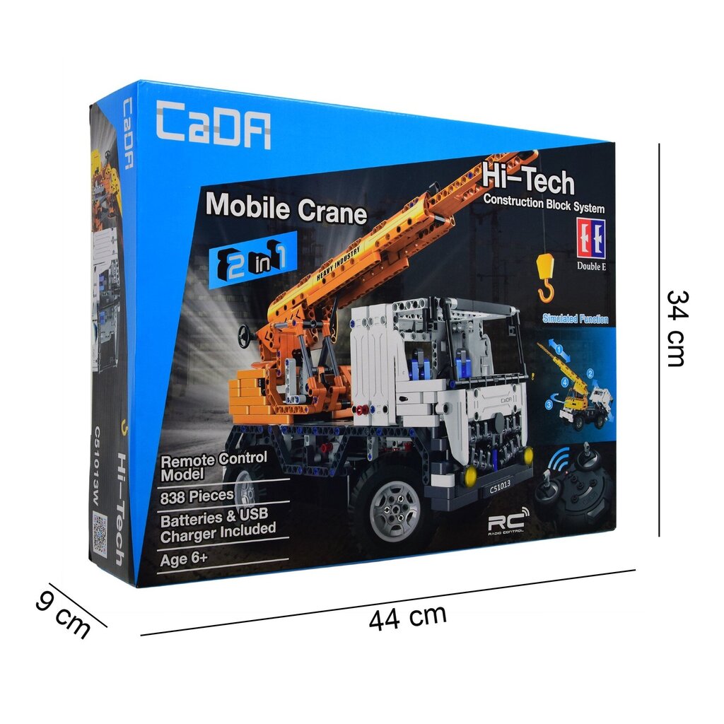 Constructor CADA Hi-Tech Mobiilne kraana 2in1 C51013 WTruck 838 el. hind ja info | Klotsid ja konstruktorid | kaup24.ee