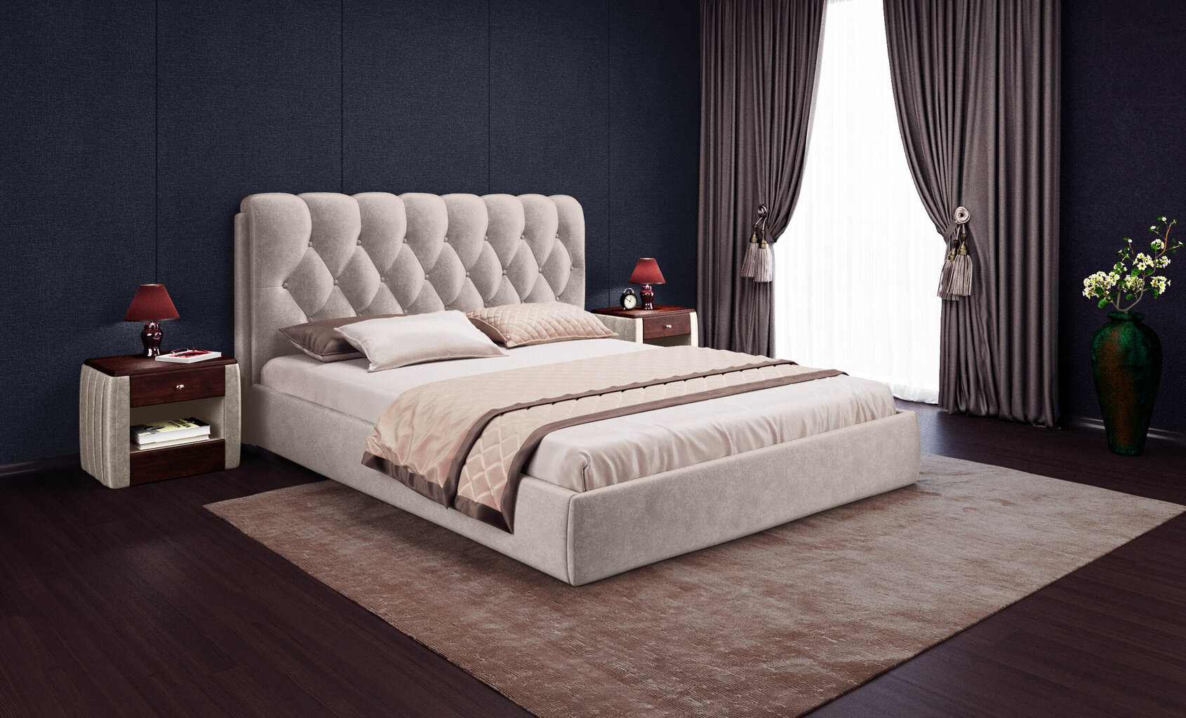 Voodi Empire Luxury + madrats Sapnas 2 XL, 140x200cm, beež hind ja info | Voodid | kaup24.ee