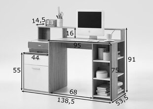 Письменный стол Bolton, коричневый/белый цена и информация | Компьютерные, письменные столы | kaup24.ee
