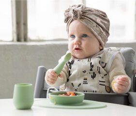 Набор силиконовой посуды Ezpz, зеленый цена и информация | Детская посуда, контейнеры для молока и еды | kaup24.ee