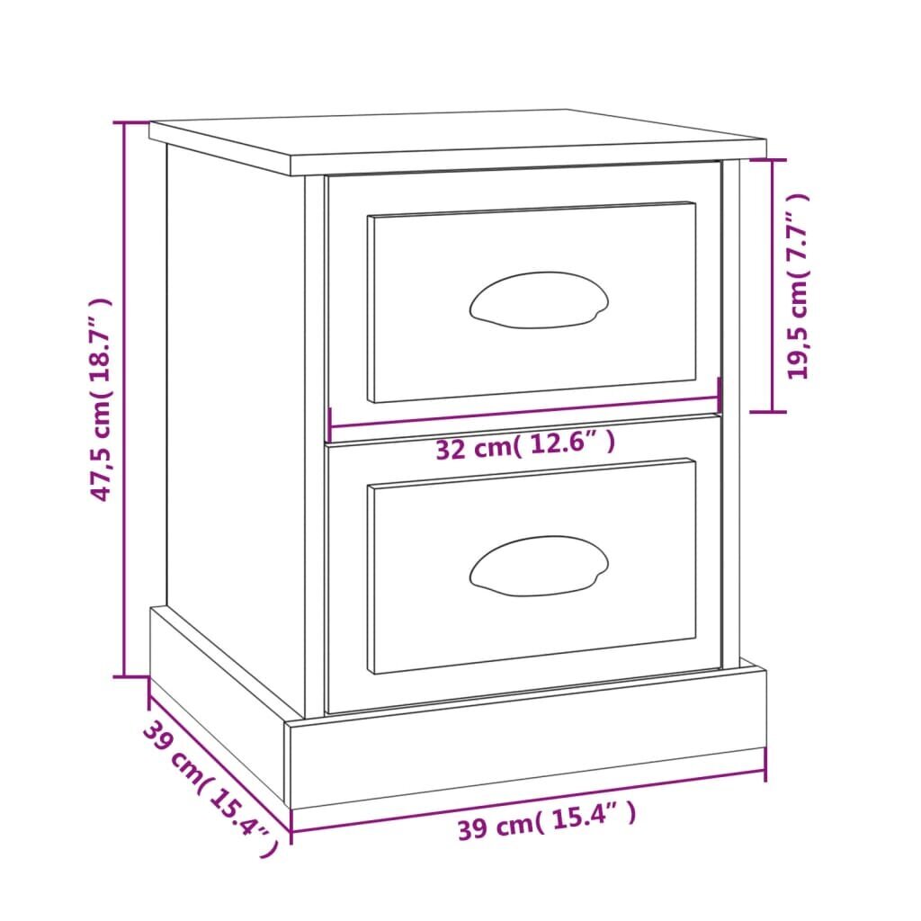 vidaXL öökapp, must, 39 x 39 x 47,5 cm, tehispuit hind ja info | Öökapid | kaup24.ee