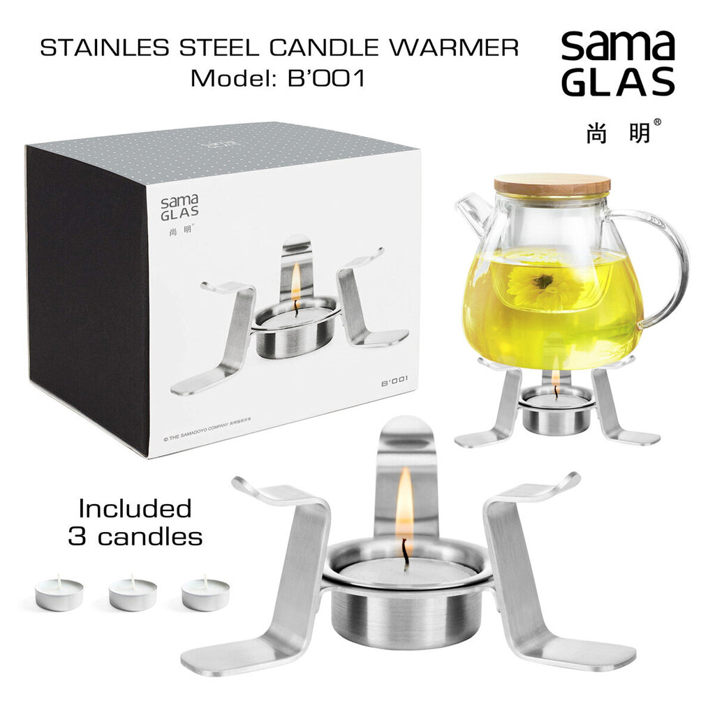 Roostevabast terasest Küünlaga tee, kohvi ja muude jookide soojendaja Stainles steel candle warmer B'001, Samaglas hind ja info | Klaasid, tassid ja kannud | kaup24.ee