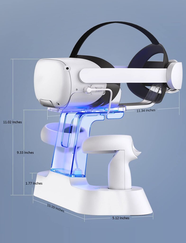 NexiGo S20 laadimisjaam Meta/Oculus Quest 2 jaoks, laadija kiivri jaoks, kontrollerid + 2 laetavat akut, valge цена и информация | Mängukonsoolide lisatarvikud | kaup24.ee