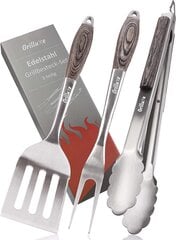 Grilluxe Premium grillsöögiriistade komplekt, lihakahvel + tangid + spaatel, 3 tk. цена и информация | Аксессуары для гриля и барбекю | kaup24.ee