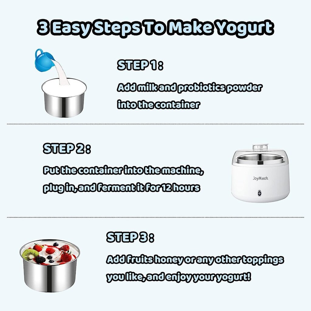 JoyMech jogurtivalmistaja, 1 l, valge hind ja info | Muu köögitehnika | kaup24.ee