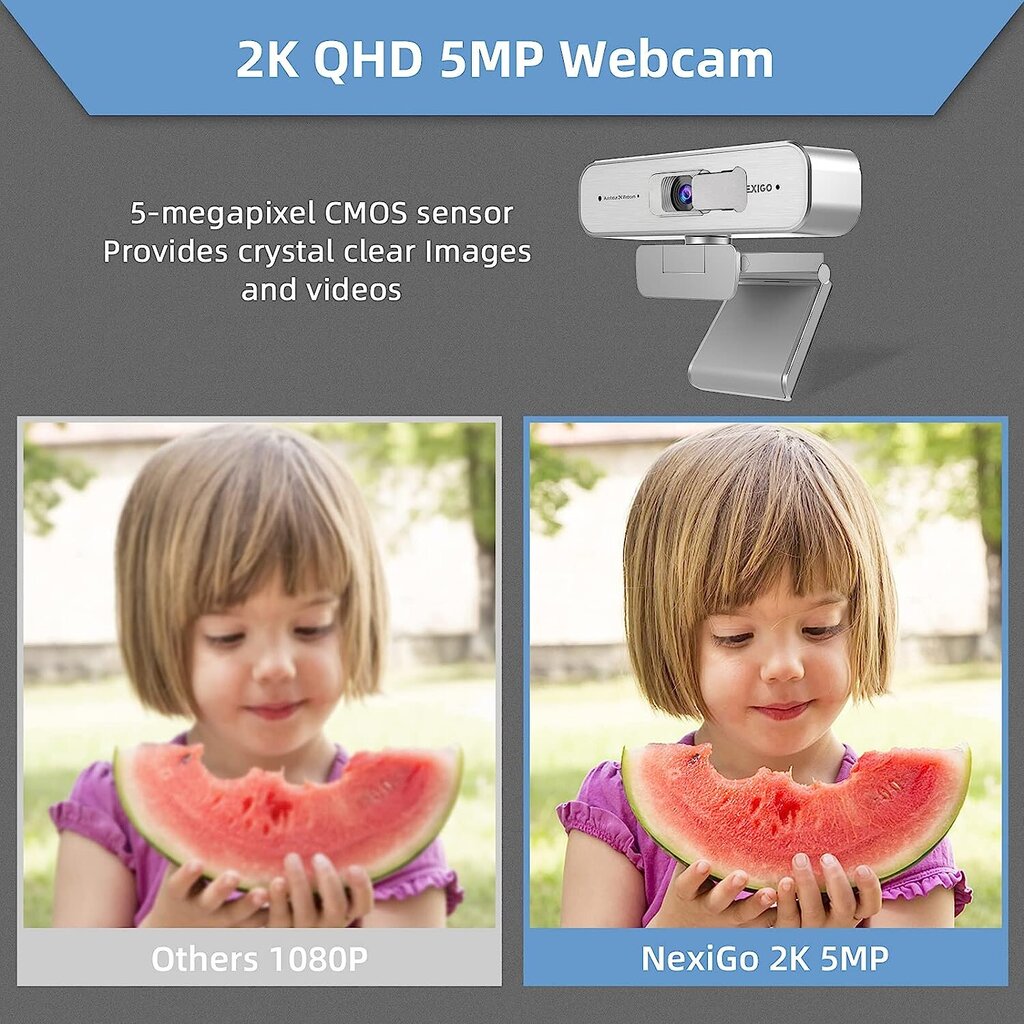 Veebikaamera NexiGo N940P, 3x suum, 2K, stereomikrofoniga, hall hind ja info | Arvuti (WEB) kaamerad | kaup24.ee