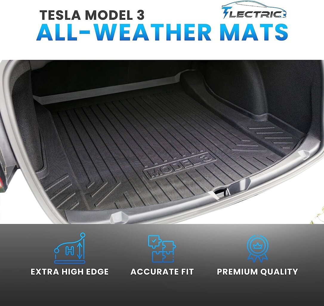 TLECTRIC auto pakiruumi matt Tesla Model 3-le, veekindel, TPO, must hind ja info | Pagasimatid | kaup24.ee