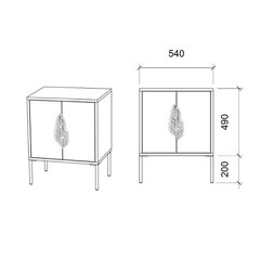 Öökapp Skandica MERLIN, 54 x 40 cm, kuldsete aksessuaaridega, must hind ja info | Öökapid | kaup24.ee