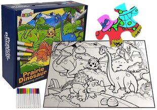 Lean toys Dinosaurused värvipuzzle, 48 tükki + markerid цена и информация | Развивающие игрушки | kaup24.ee