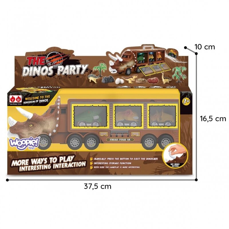 Dinosaurusauto koos kaatri ja autodega, Woopie hind ja info | Poiste mänguasjad | kaup24.ee