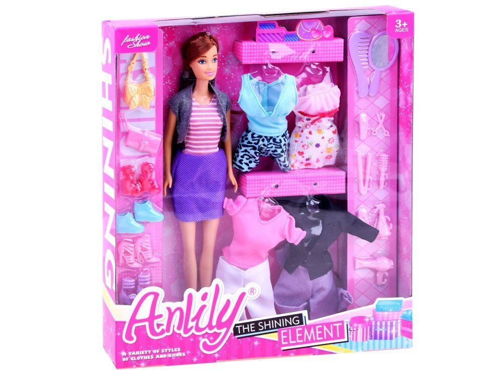 Nukk koos riiete ja kingatarvikutega, Anlily цена и информация | Tüdrukute mänguasjad | kaup24.ee