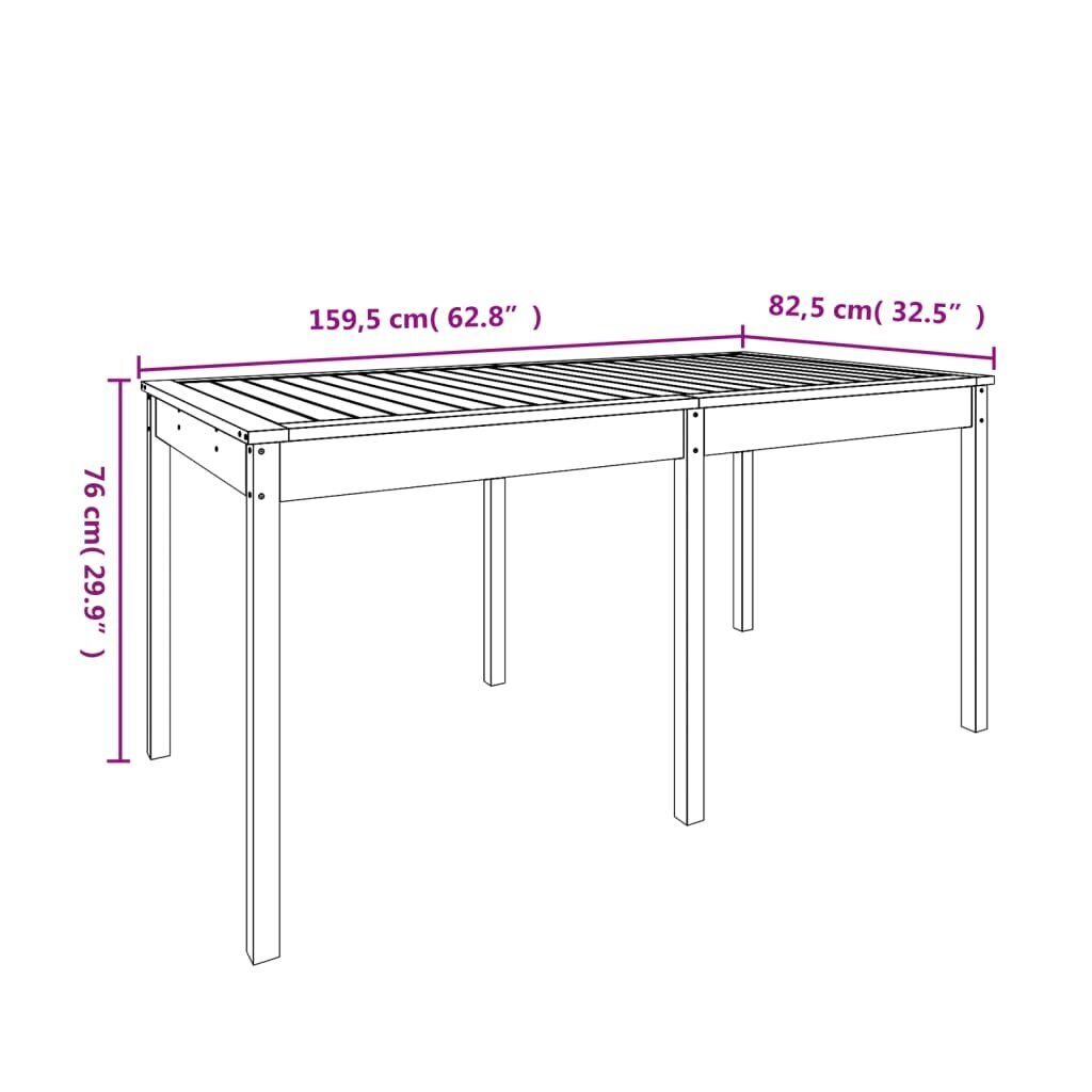 vidaXL aialaud, 159,5 x 82,5 x 76 cm, männipuit hind ja info | Aialauad | kaup24.ee