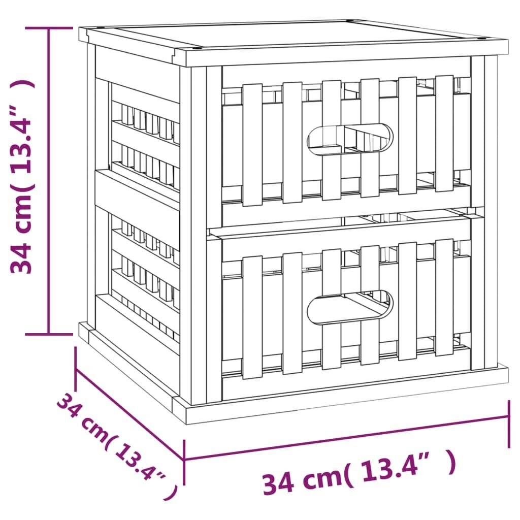 vidaXL öökapid 2 tk, 34 x 34 x 34 cm, pähkel цена и информация | Öökapid | kaup24.ee