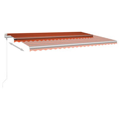 vidaXL käsitsi sissetõmmatav varikatus LED-iga, 5 x 3 m, oranž/pruun цена и информация | Зонты, маркизы, стойки | kaup24.ee