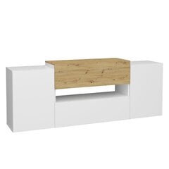 FMD TV/Hi-Fi kapp, 182 x 33 x 70,2 cm, valge ja käsitöötamm цена и информация |  Тумбы под телевизор | kaup24.ee