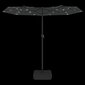 vidaXL kahe varjuga päikesevari LEDiga, antratsiithall, 316 x 240 cm цена и информация | Päikesevarjud, markiisid ja alused | kaup24.ee