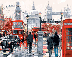 Maalimine numbrite järgi - maalimise komplekt 40x50 cm, "Rain in London" hind ja info | Maalid numbri järgi | kaup24.ee