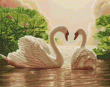 Teemantmosaiigi komplekt 40x50 cm, "Two swans" (ruudukujulised teemandid) hind ja info | Teemantmaalid, teemanttikandid | kaup24.ee