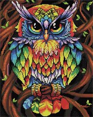 Teemantmosaiigi komplekt 40x50 cm, "Rainbow owl" (ruudukujulised teemandid) цена и информация | Алмазная мозаика | kaup24.ee