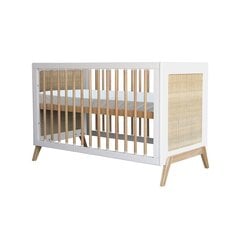 Marelia Evolutive Bed Rattan 60 x 120 - белый цена и информация | Детские кроватки | kaup24.ee