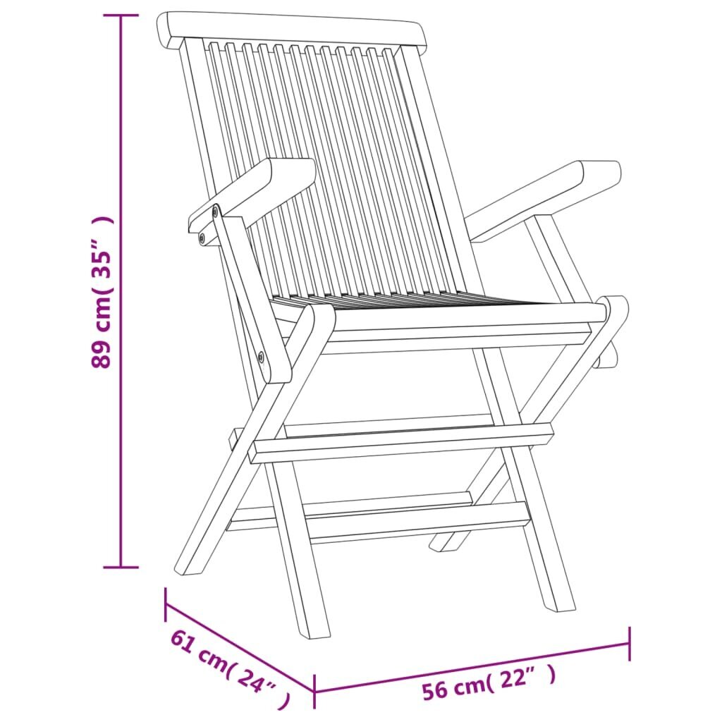 vidaXL kokkupandavad aiatoolid 6 tk, hall, 56 x 61 x 89 cm, tiikpuu hind ja info | Aiatoolid | kaup24.ee