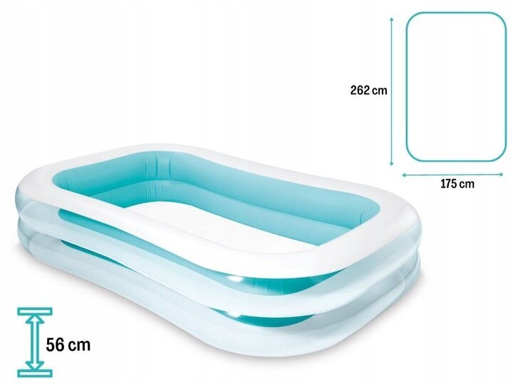 Täispuhutav ristkülikukujuline bassein Intex 262 x 175 cm цена и информация | Basseinid | kaup24.ee