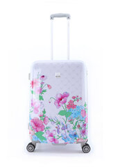 Keskmise suurusega kohver Elle Flower valge цена и информация | Чемоданы, дорожные сумки | kaup24.ee