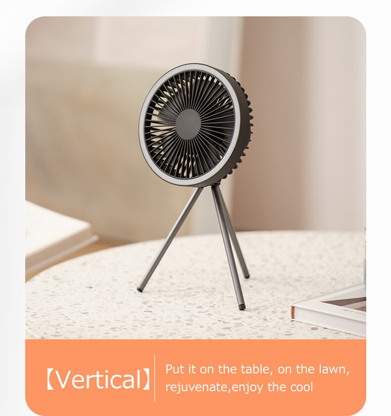 Juhtmeta ventilaator koos rõngastulega, laetav 10000 mAh, DQ212 hind ja info | Ventilaatorid | kaup24.ee