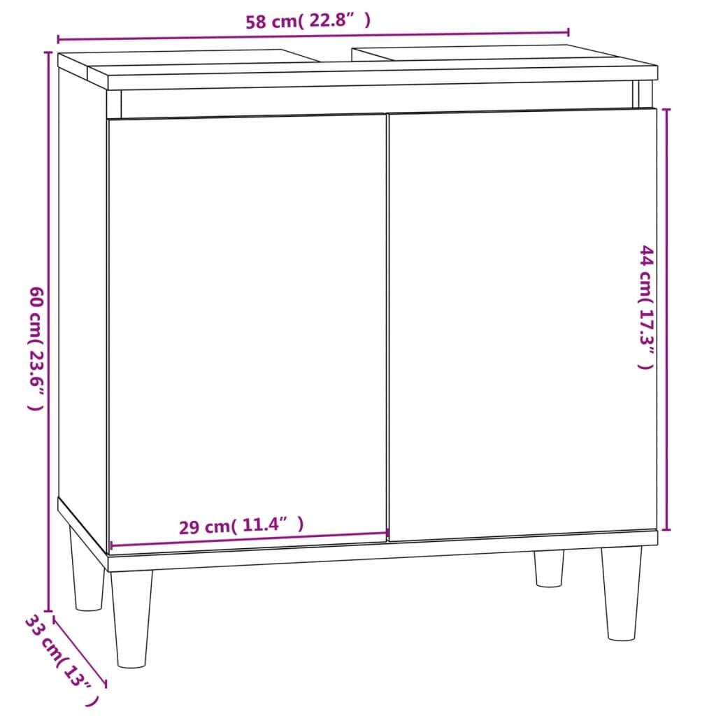 vidaXL valamukapp, must, 58x33x60 cm, tehispuit цена и информация | Vannitoakapid | kaup24.ee