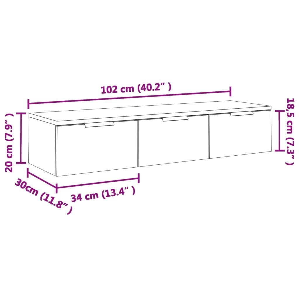 vidaXL seinakapp, must, 102 x 30 x 20 cm, tehispuit цена и информация | Riiulid | kaup24.ee