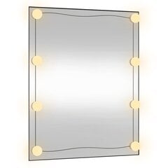 vidaXL seinapeegel LED-tuledega, 50x60 cm, klaas, ristkülik цена и информация | Подвесные зеркала | kaup24.ee