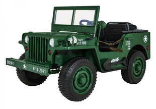 Retro Military 4x4 kolmekordne elektriauto lastele, roheline hind ja info | Laste elektriautod | kaup24.ee
