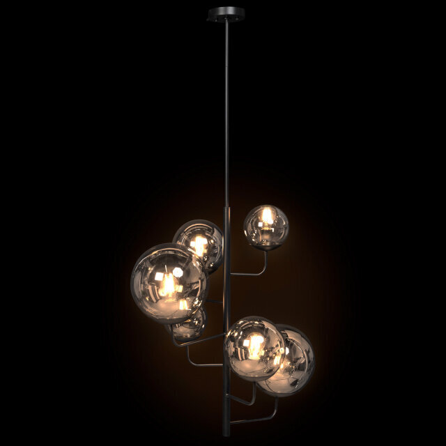 Lockhart & Fleming ripplaelamp Great Hall Pendant, 6 x E27, hall ja must hind ja info | Rippvalgustid | kaup24.ee