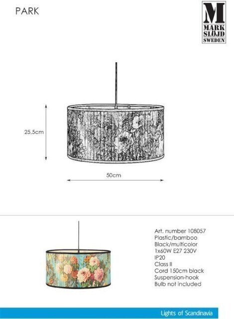 Markslöjd ripplaelamp Park Flower, E27 hind ja info | Rippvalgustid | kaup24.ee