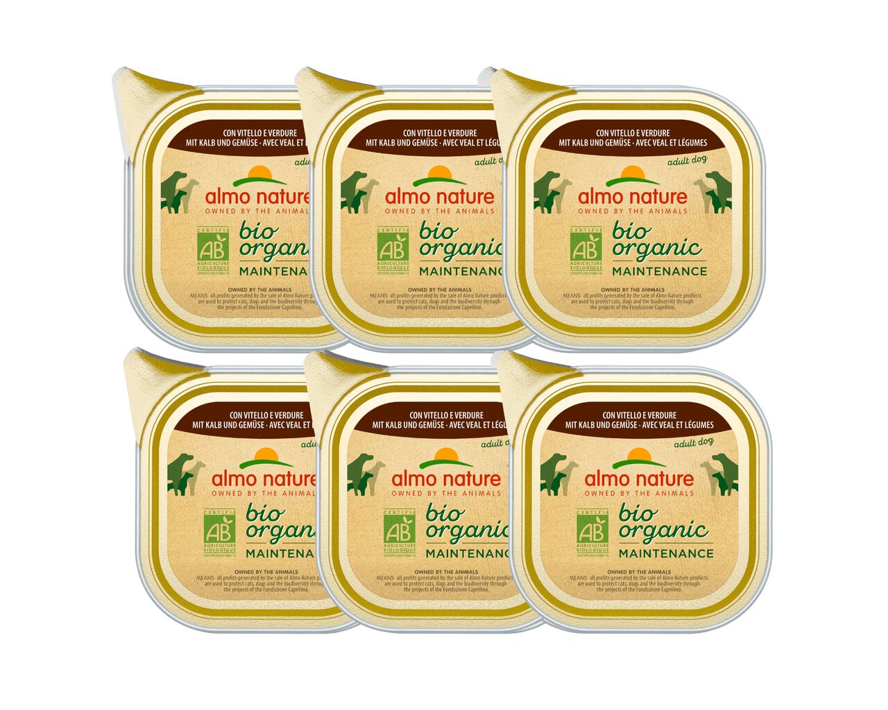 Konserv koertele Almo Nature Bio Organic, vasikapasteet, 6x100 g цена и информация | Konservid koertele | kaup24.ee